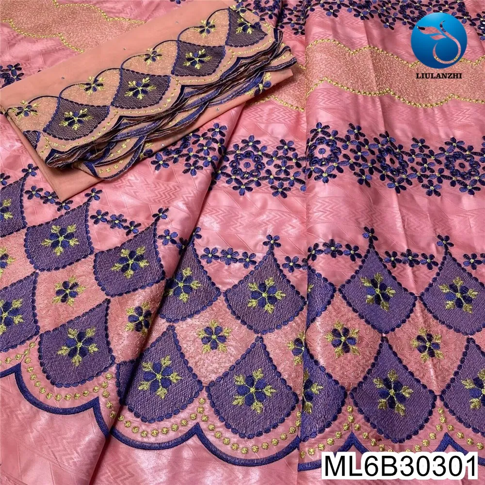 

High-end Brocade Fabric , Beautiful Embroidery Design, African Bazin Rich Lace, 6 Colors To Choose From Party Dress , ML6B303