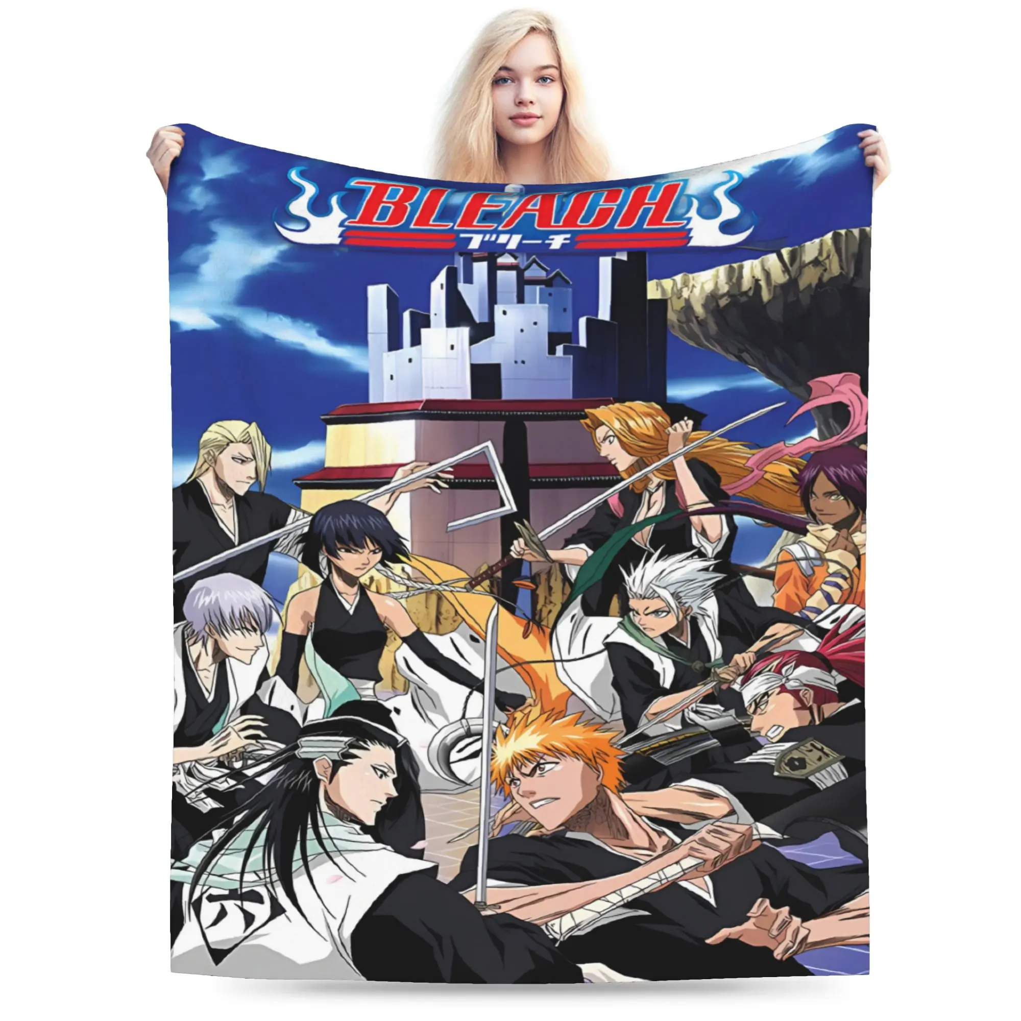 Ichigo Orihime Uryu Blanket Bleached Camping Flannel Throw Blanket For Living Room Super Soft Custom DIY Quality Bedspread Gift