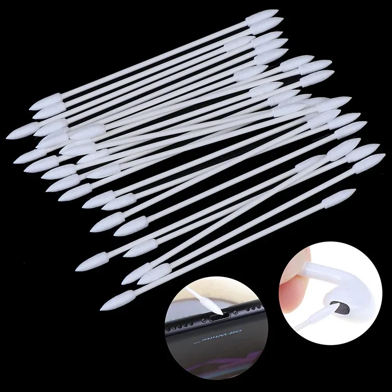 100 Pcs Dust Free Disposable Cleaning Swab Cotton Stick For AirPods Earphone Headphone Phone Charge Port Accessories