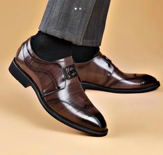 Zapatos de negocios a la moda para hombre, calzado Formal de cuero, para oficina, fiesta Social