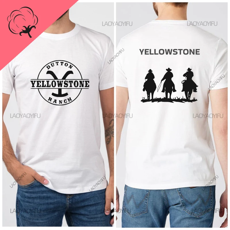 Men's Shirts Yellowstone TV Streetwear Cool Western Cowboy Funny Gifts Woman Clothing 100% Cotton Short Sleeve Tee Y2k Shirt