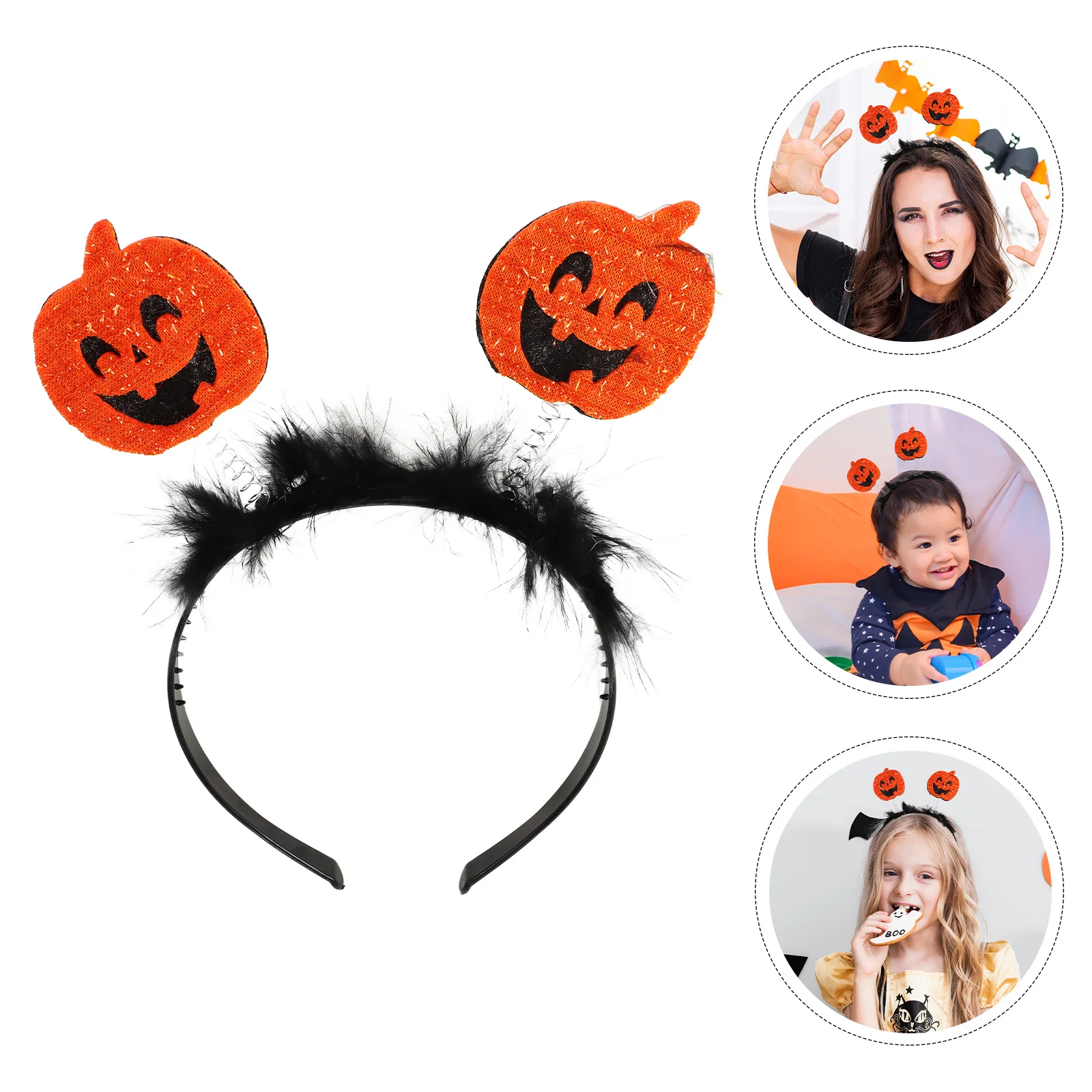 

6Pcs Halloween Head Prop Pumpkin Design Accessory for Women Girls Party Carnival Night Celebration Decor