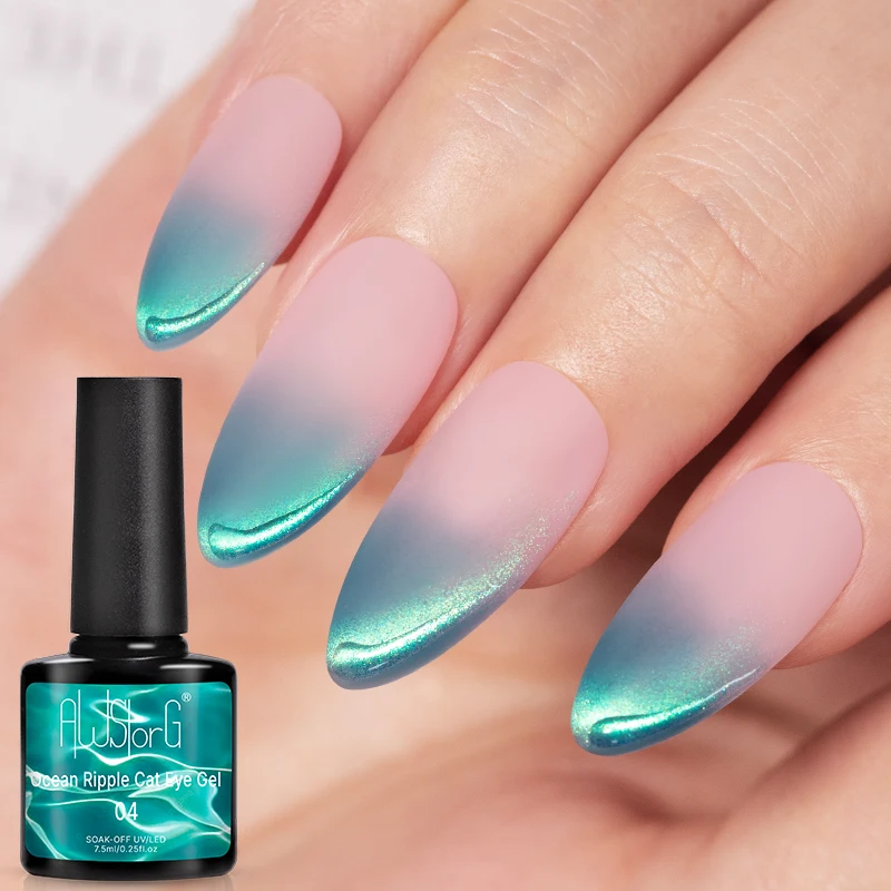 AWStorG Cat Eye Gel 7.5ml Magnetic UV LED Soak Off Mirror Shine Mermaid Green Cat Eye Nail Varnish Gloss Aurora Effect DIY view 5
