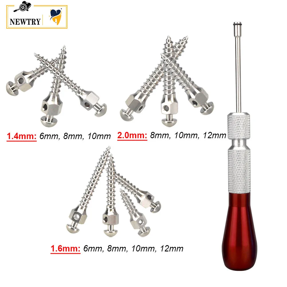 10Pcs Dental Micro Mini Screw Titanium Alloy Orthodontic Implants Screwdriver Dentist Root Canal Anchor Pin Core Wrench Handle