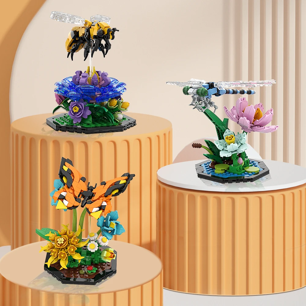 

MOC Butterfly Bee Mantis Insect Model Building Block Creative Design Insect Series Brick Children's Education Toy Birthday Gift