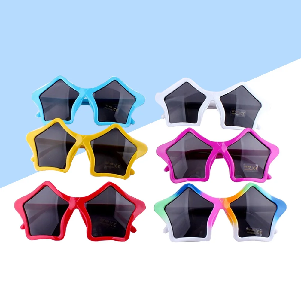 

6Pcs Five-Pointed Stars Sunglasses Chic Gift Durable Long-Lasting Fading-Resistant Metal Frame Unisex Lightweight Cosplay