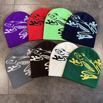 Frog Pattern Jacquard Beanie 1
