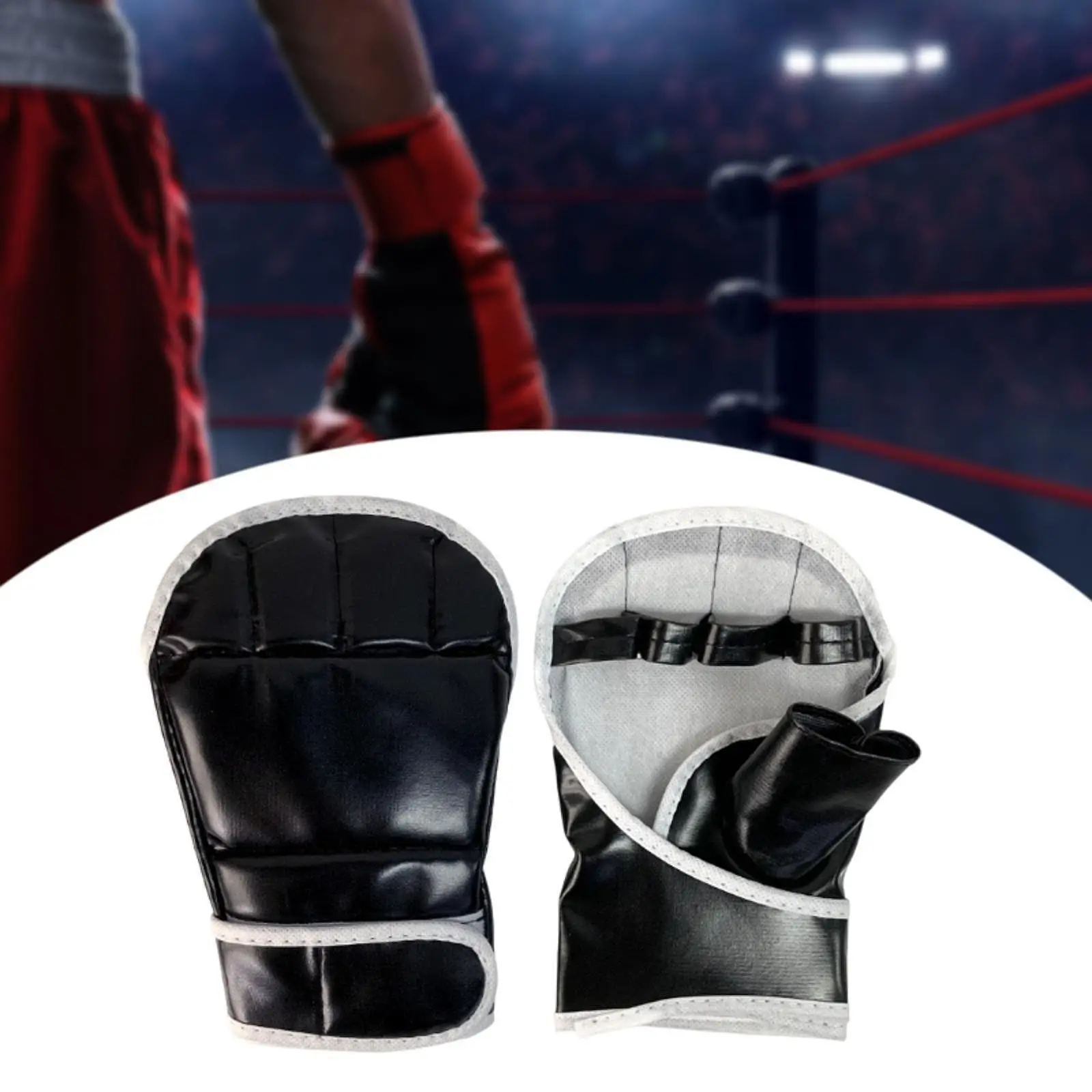 2x Half Finger Boxing Gloves Protector Punching Gloves for Workout Sanda Mma