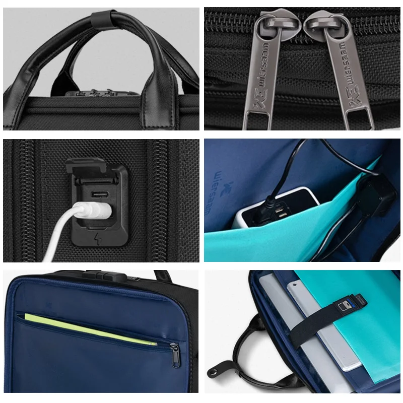 Men's new business shoulder bag password lock computer bag solid color crossbody bag waterproof briefcase notebook handbag