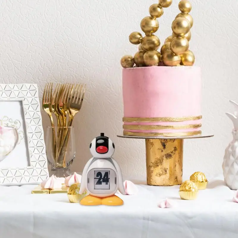 Lindo Calendario de pingüino Retro, muñecas de escritorio lindas, accesorios de decoración del hogar para dormitorio, sala de estar y oficinas