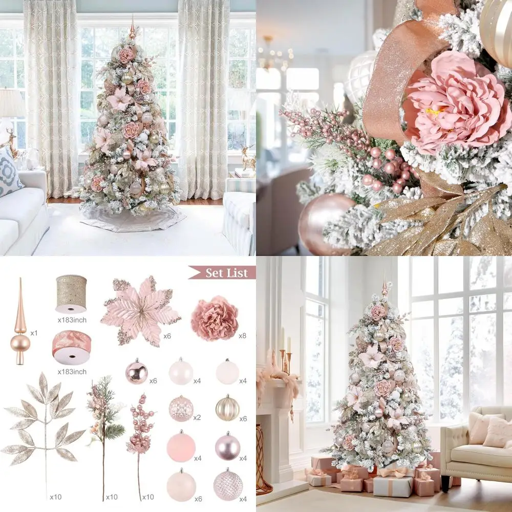 

Набор елочных украшений из розового золота — декоративные аксессуары (дерево не входит в комплект)