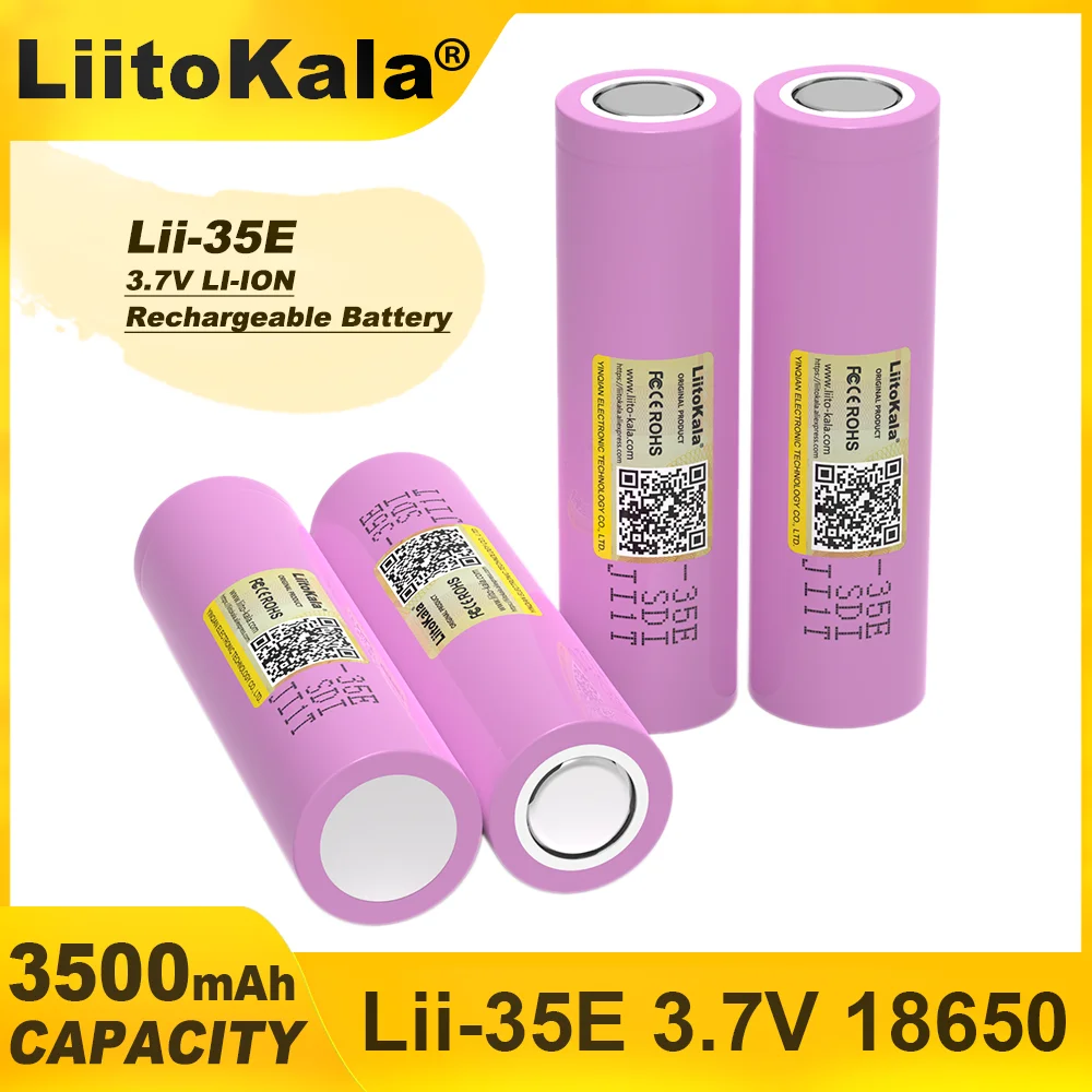 Liitokala INR18650 35E Original 18650 Lithium Battery 3500mAh 3.7V 25A High Power for Electrical Tools Flashlight