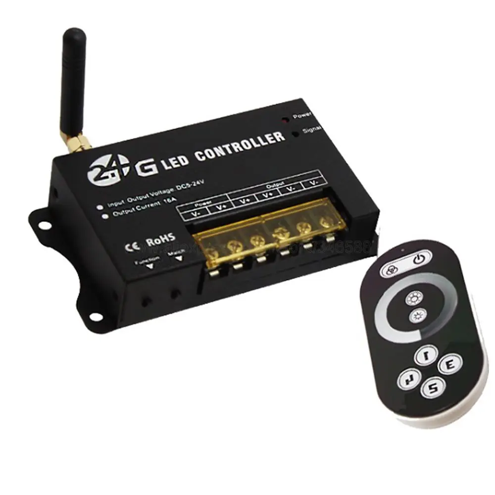 RF203 2.4G Wireless LED Dimmer Controller with Touch Remote for SMD3528 5050 LED Strip Brightness Adjustable Dimmer Controller