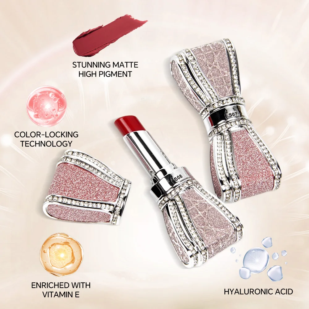 4색 매트 립스틱 버터플라이 세트, 컵에 묻지 않음, 오래 지속되는 벨벳 질감, 부드러운 매트 립 컬러