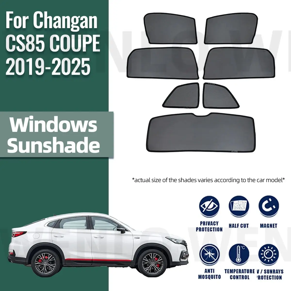 

For Changan CS85 Coupe 2019-2024 2025 Magnetic Car Sunshade Visor Front Rear Windshield Curtain Side Window Sun Shade