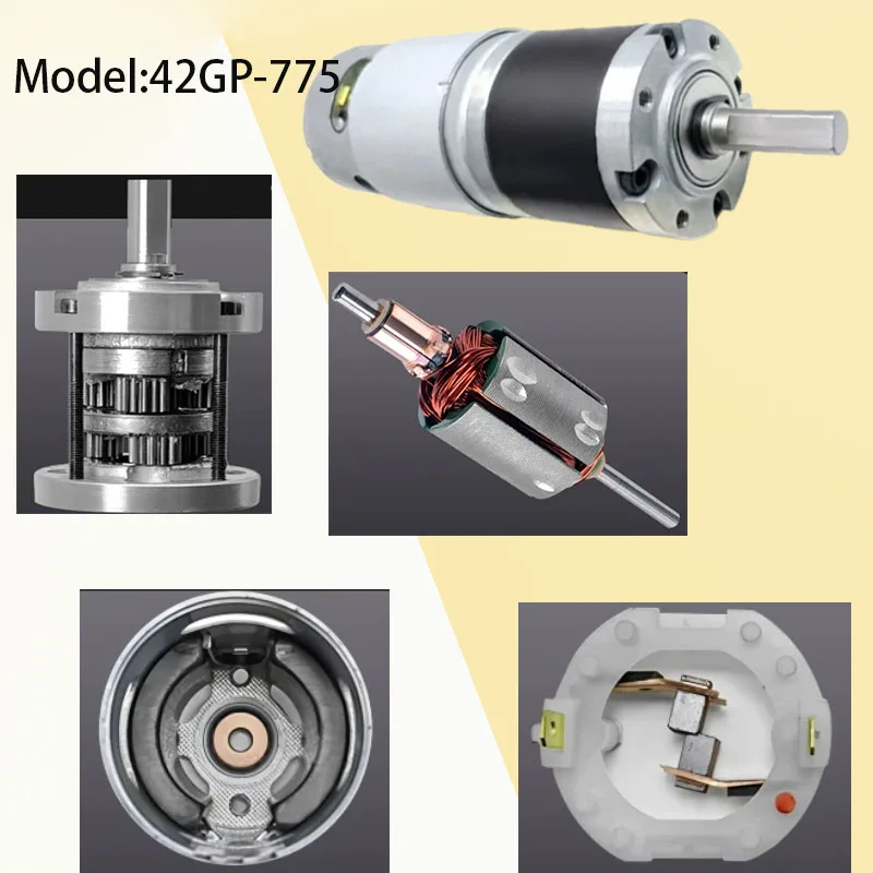 Reduction motor 42GP-775 planetary gear DC (reduction motor+bracket) 12v24v speed regulating micro high and low speed motor