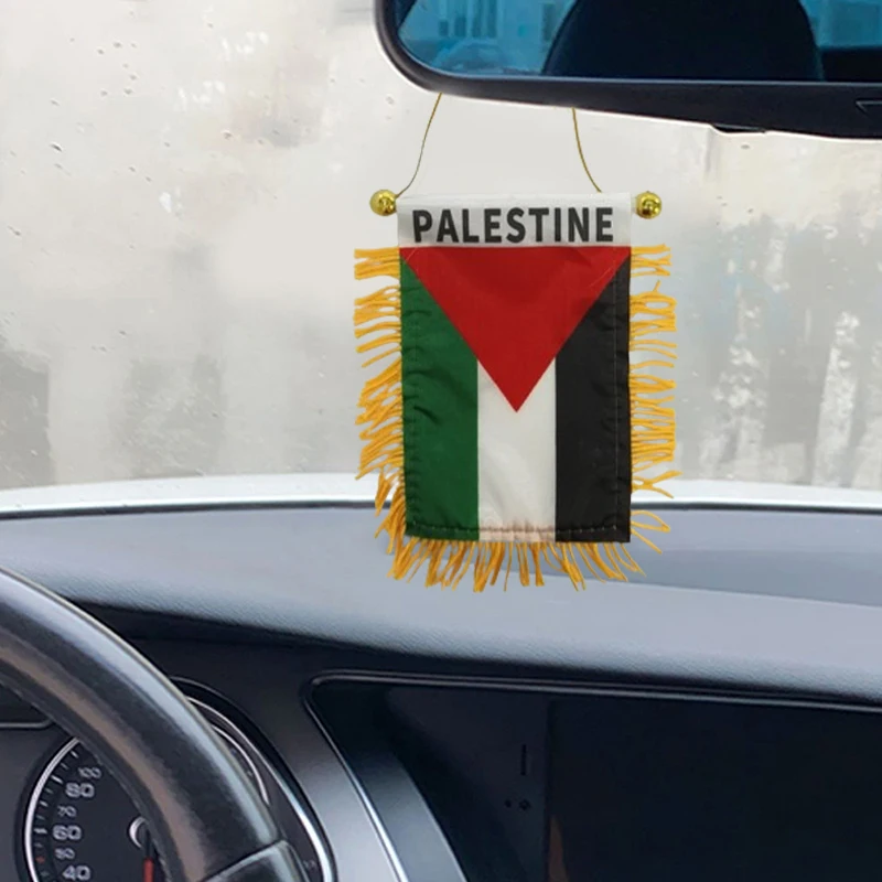 1Pcs Palestine Small Hanging Flag Double Sided Tassel With Sucking Disc Car Decoration Hanging Flag Mini Pennant