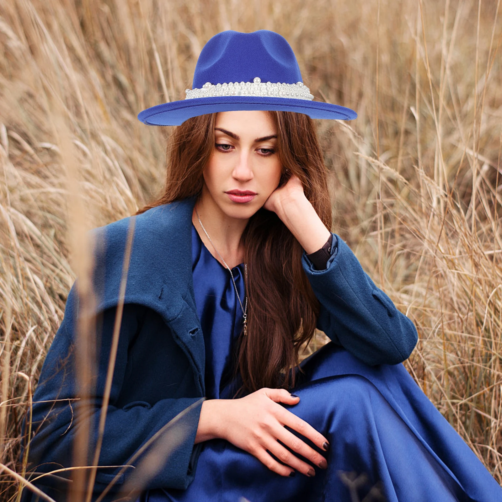 

1pc Pearl Accessories Felt Hats for Women Elegant Party Lightweight Comfortable Christmas Top Hat Wide Brim Vintage Woolen Hat