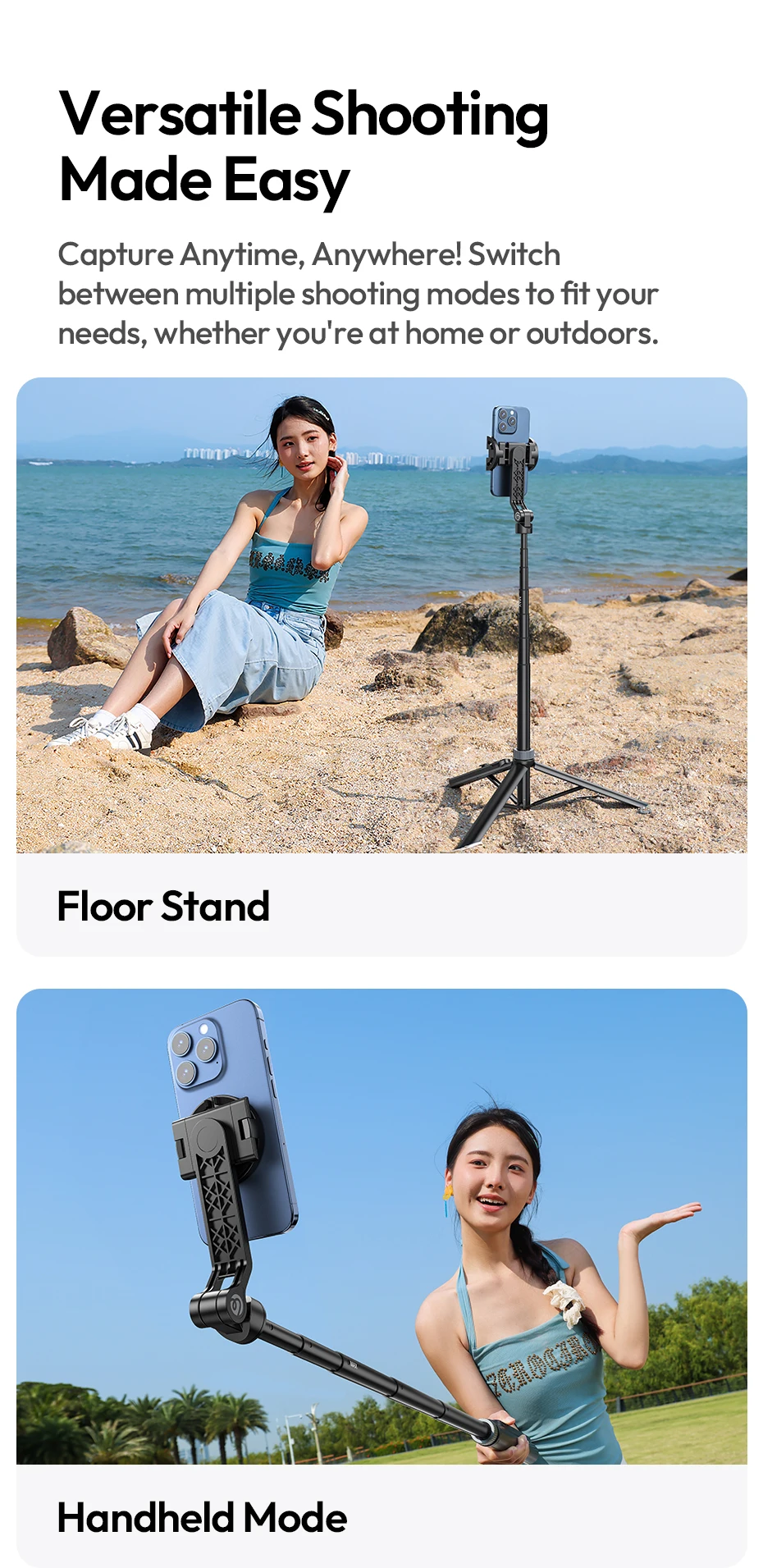 Ulanzi TT88 Overhead-Selfie-Stick 1,44 m mit MagSafe-Klemme, Fotografie-Stativ für Smartphone-Livestreaming und Vlogging mit Fernbedienung, Dual Cold Shoe, Fernbedienungslicht, Desktop-Aufnahme, Mantis-Halterung – Detail 18