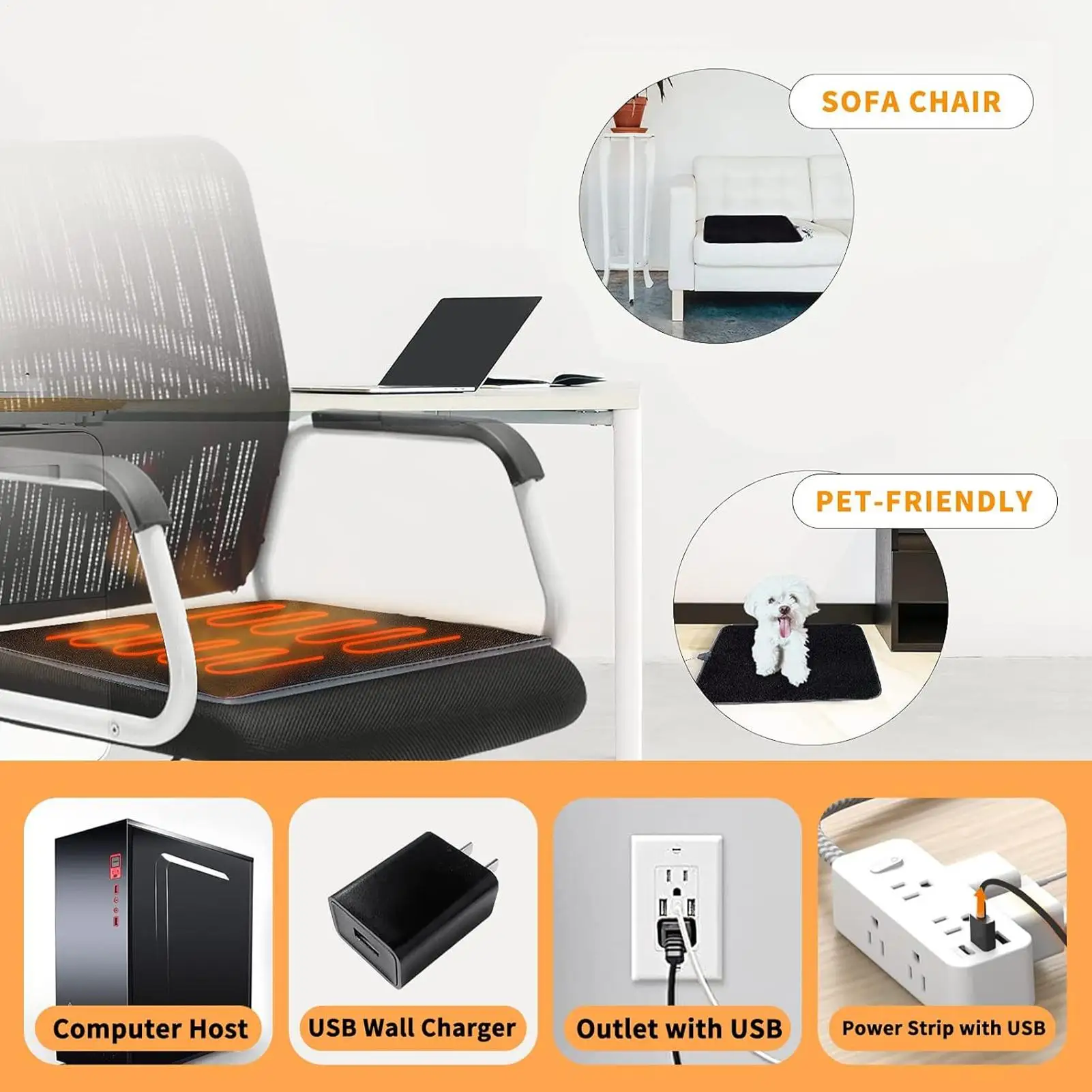 كرسي لوحة التدفئة 3 إعدادات الحرارة كرسي قابل للطي حصيرة USB ساخنة مقعد الاستاد لمكتب في الهواء الطلق ملعب سيارة شاحنة التخييم