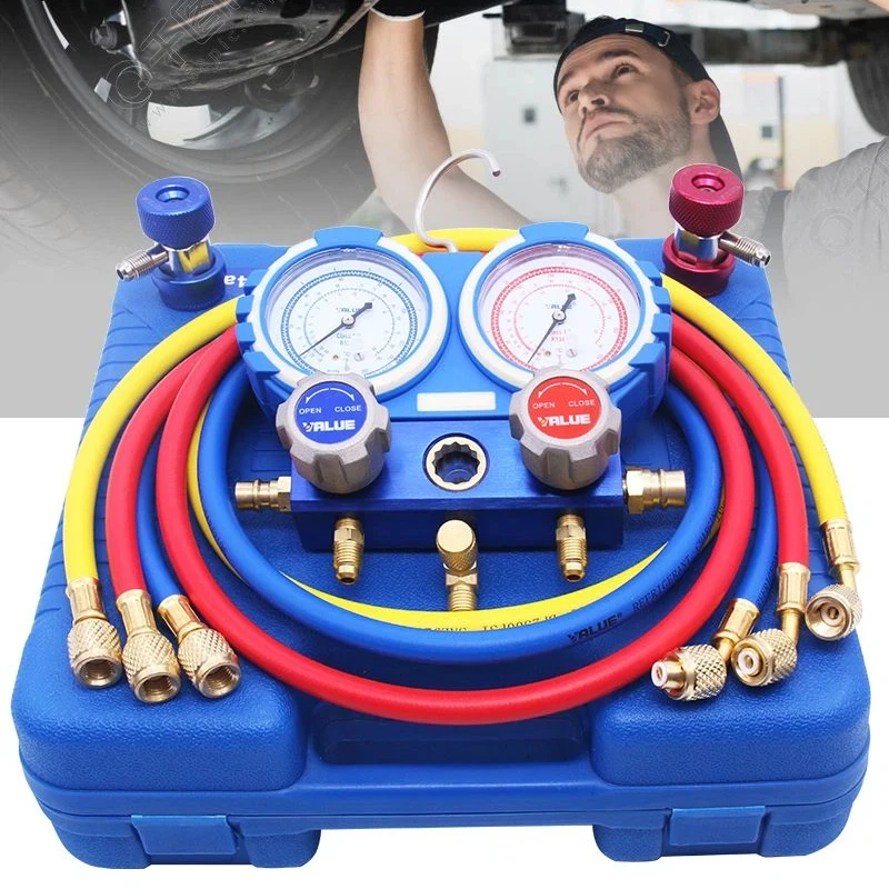 مجموعة قياس مشعب R134a للخدمة الشاقة VMG-2-R134a-B، مثالية لخدمة التيار المتردد للسيارات والمنزلية #3