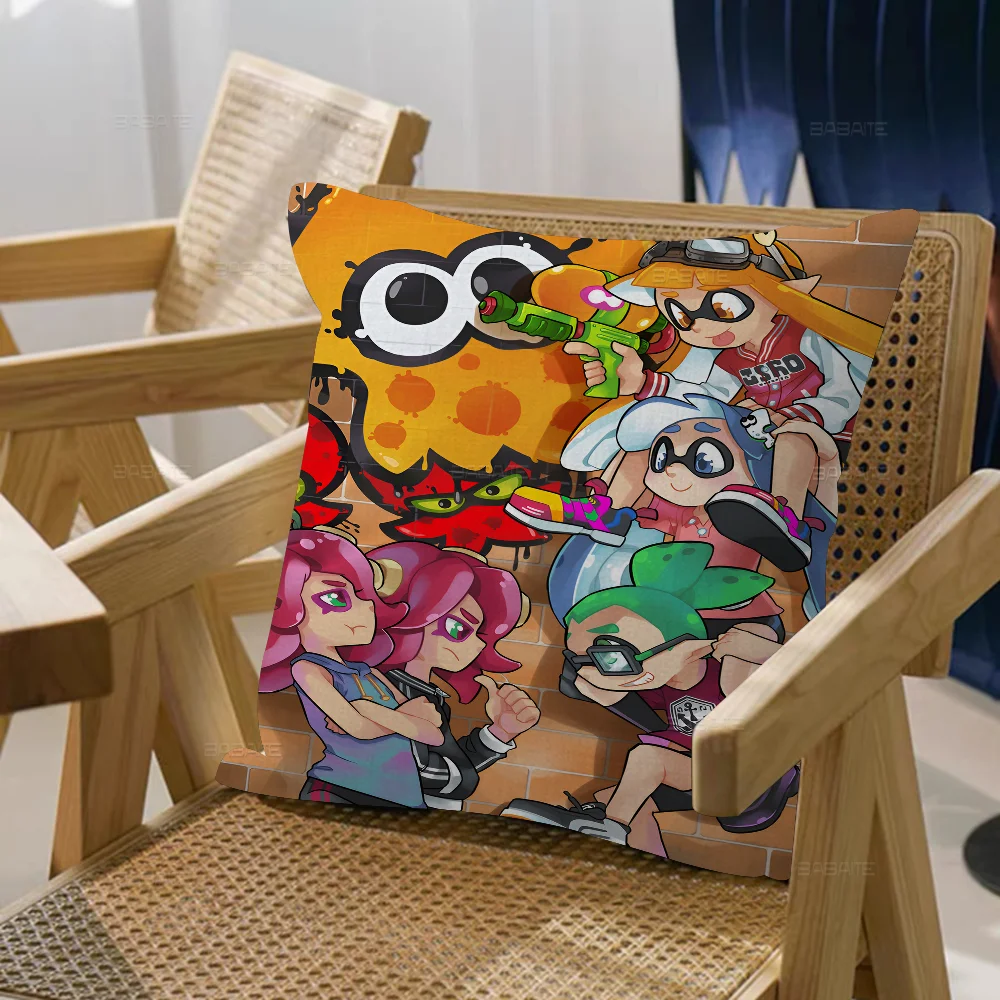 Game S-Splatoones Pillow Anime Pillow Sofa Bed Head Pillow Cover Cushion Cover 45x45 Cm Fashion