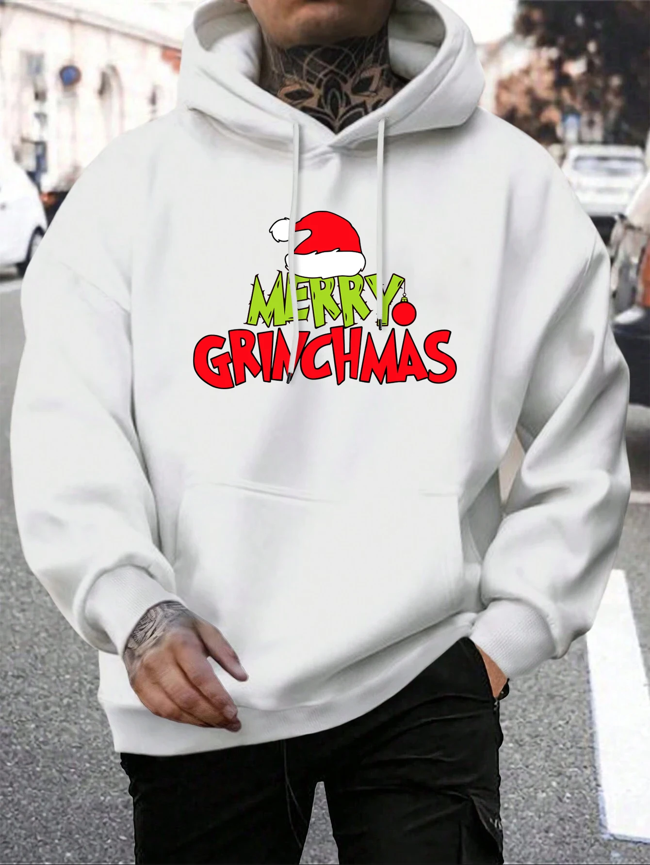 Merry Grinchmas Hoodie Man Green Haired Monsters Hoodies Warm Fleece Fur-Liner Men Hoody Casual Clothing