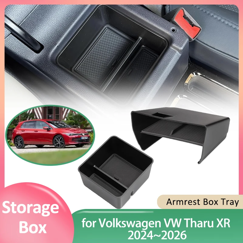 

Car Storage Box for Volkswagen VW Tharu XR 2024~2026 2025 Rubber Silicone Mat Center Console Organizer Armrest Tray Accessories