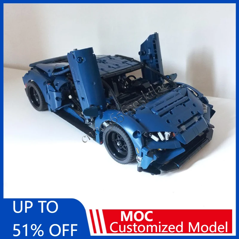 

1264 PCS MOC Technology Racing Blue Supercar Model Building Blocks Speed Vehicle Bricks Toys Kid Adult Birthday Christmas Gift