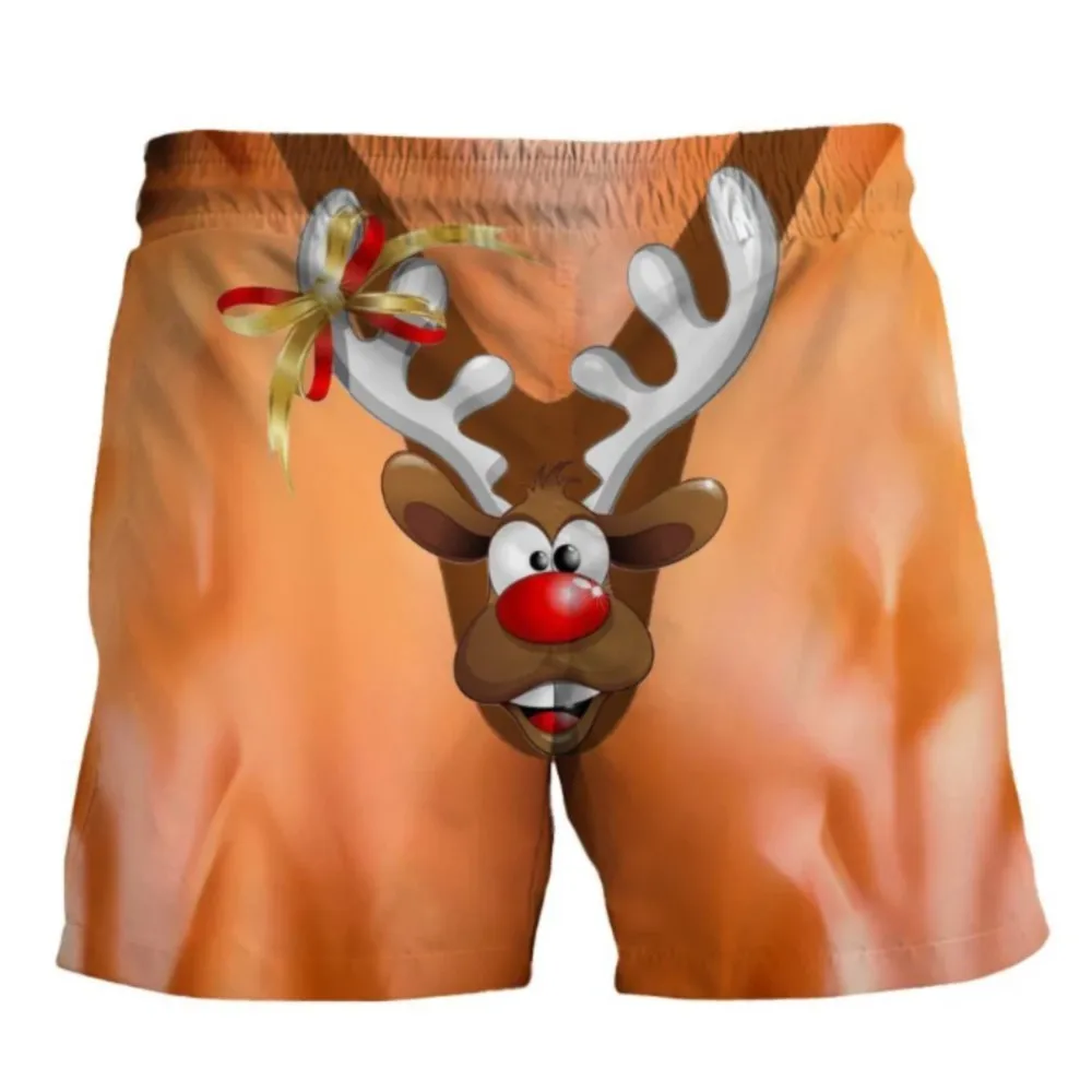 2026 Summer Fashion New Men's Casual Outdoor Sports Fun and Funny Muscle Print Shorts Quick Drying Trendy Mesh Vacation Shorts