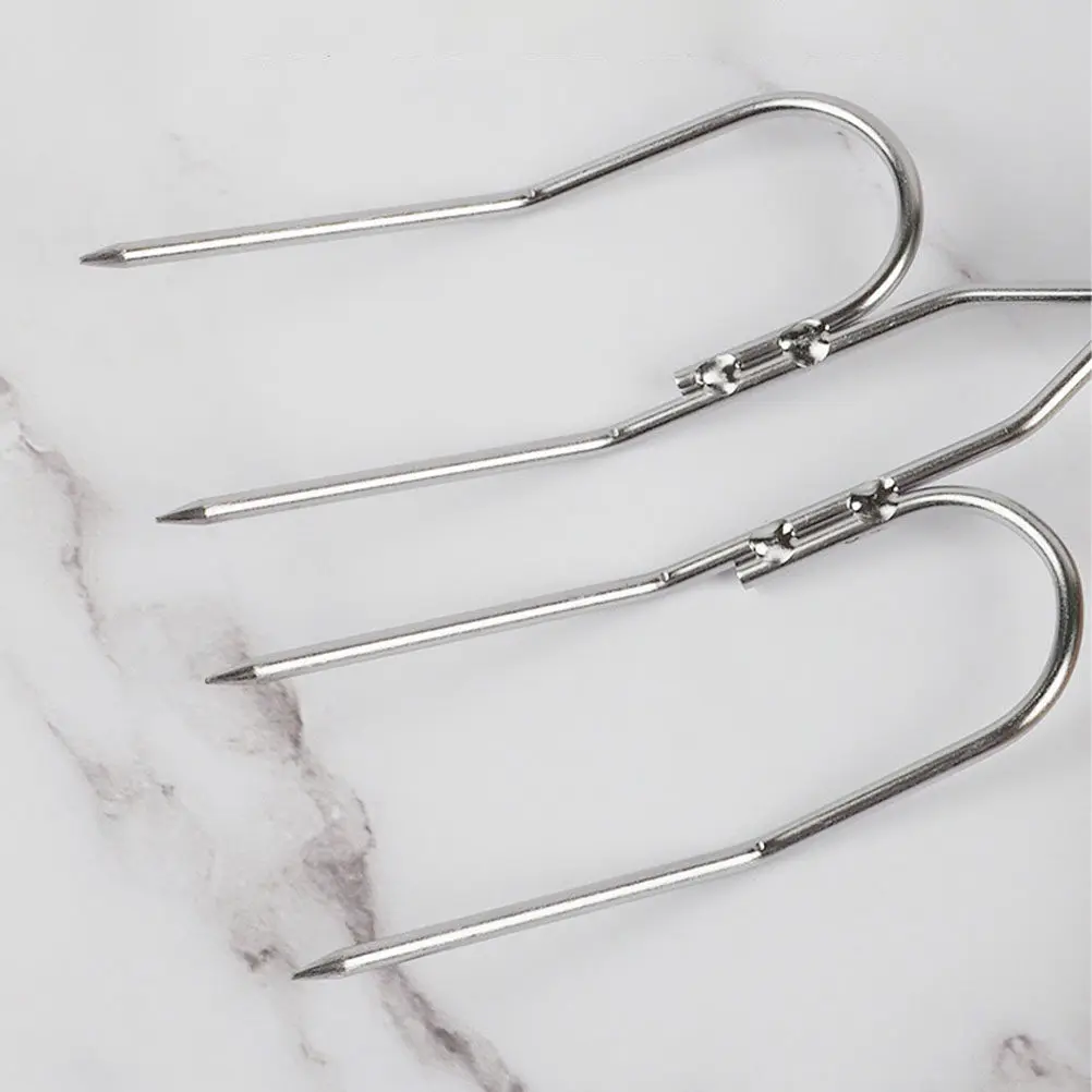 Heavy Duty Stainless Steel Turkey Lifter Forks – 2pcs BBQ Roasting Skewers for Steaks, Meats, Corn, Hot Dogs, Camping