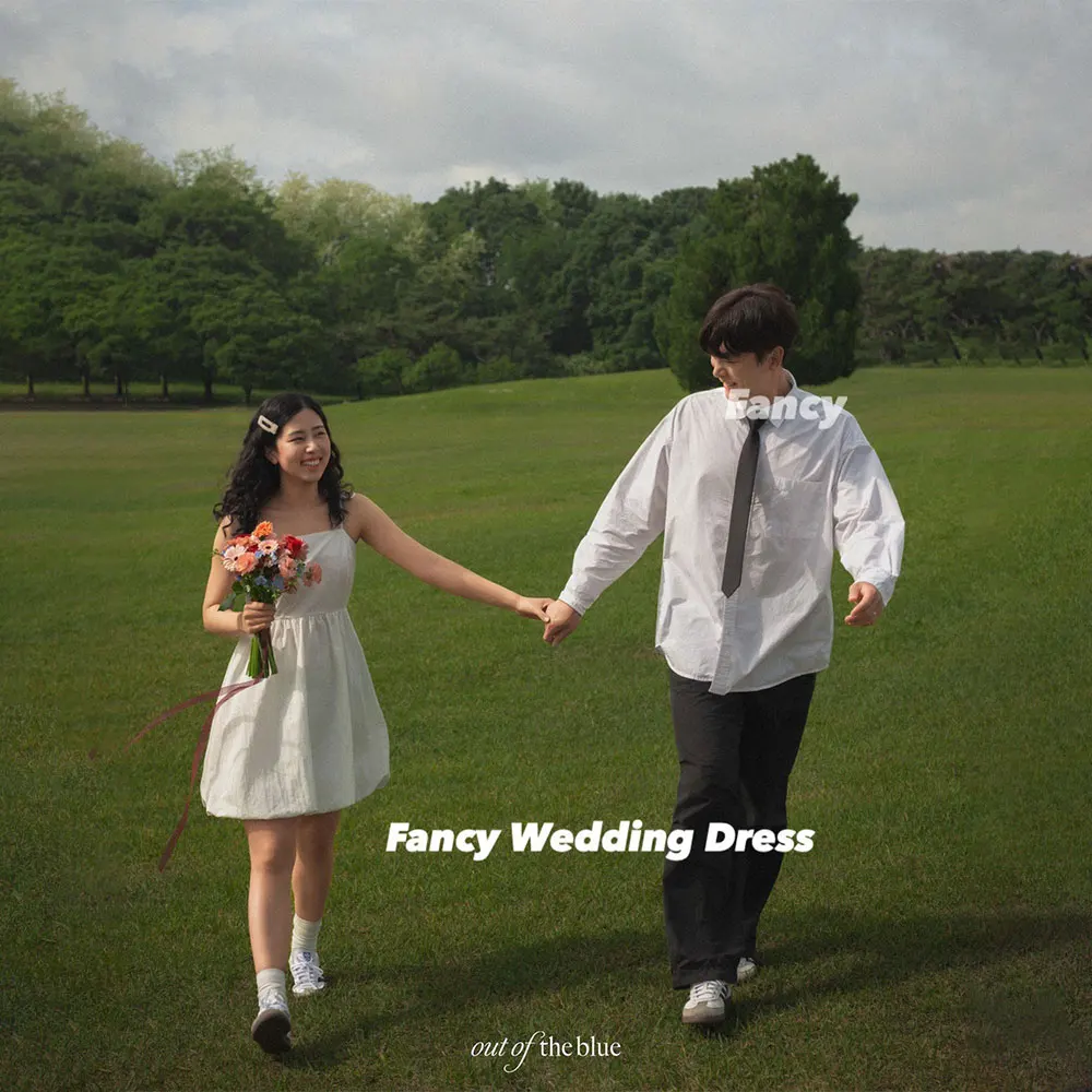 Fancy Simple Square Neck Wedding Dress Korea Photo Shoot A Line Taffeta Evening Party Dresses Customized