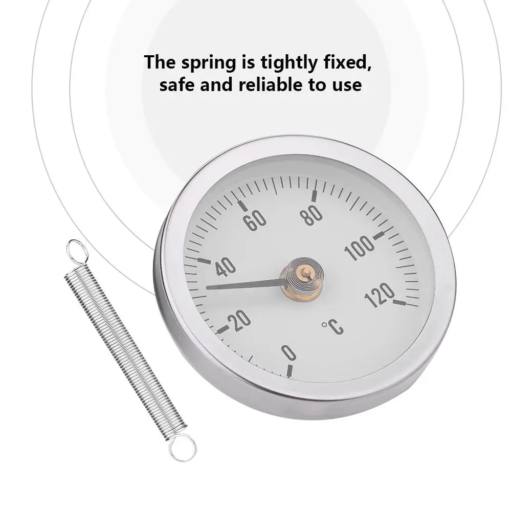 63mm Waterproof Dustproof Bimetal  Thermometer Range 0 to 120 Degrees For Pipe Surface Use