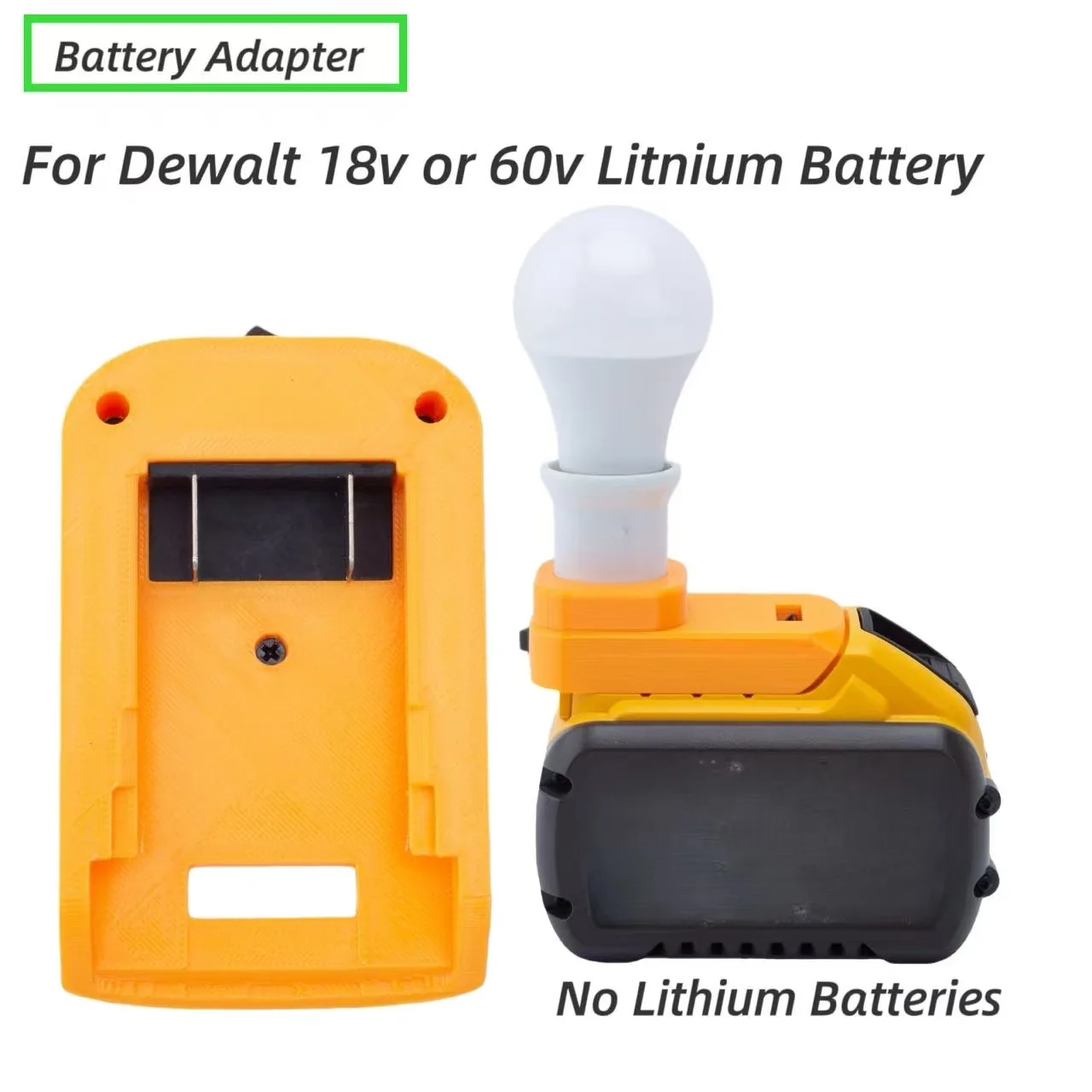 

Portable E27 Bulb Lamp LED Work Light For Dewalt 20V 60V MAX Series Lithium Battery (No Battery)