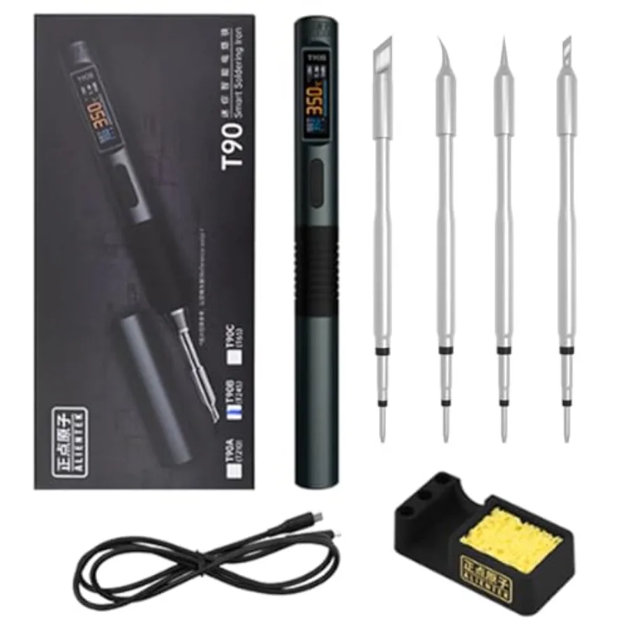 

T90B Intelligent Electric Soldering Iron Portable Constant Temp 140W with 245Type 3 Type Tip USB Type-C C2C Cable TH30 Holder H