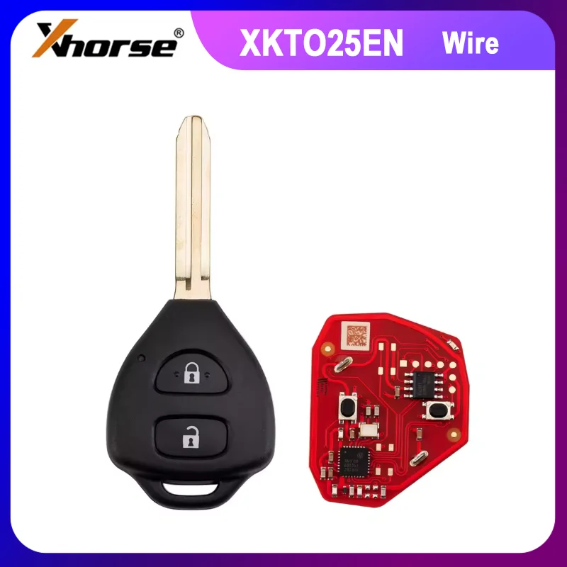 

1/2/5PCS Xhorse XKTO25EN 2nd Generation Wire Remote Key for Toyota Style Flat 2 Buttons Replace XKTO05EN Car Keys