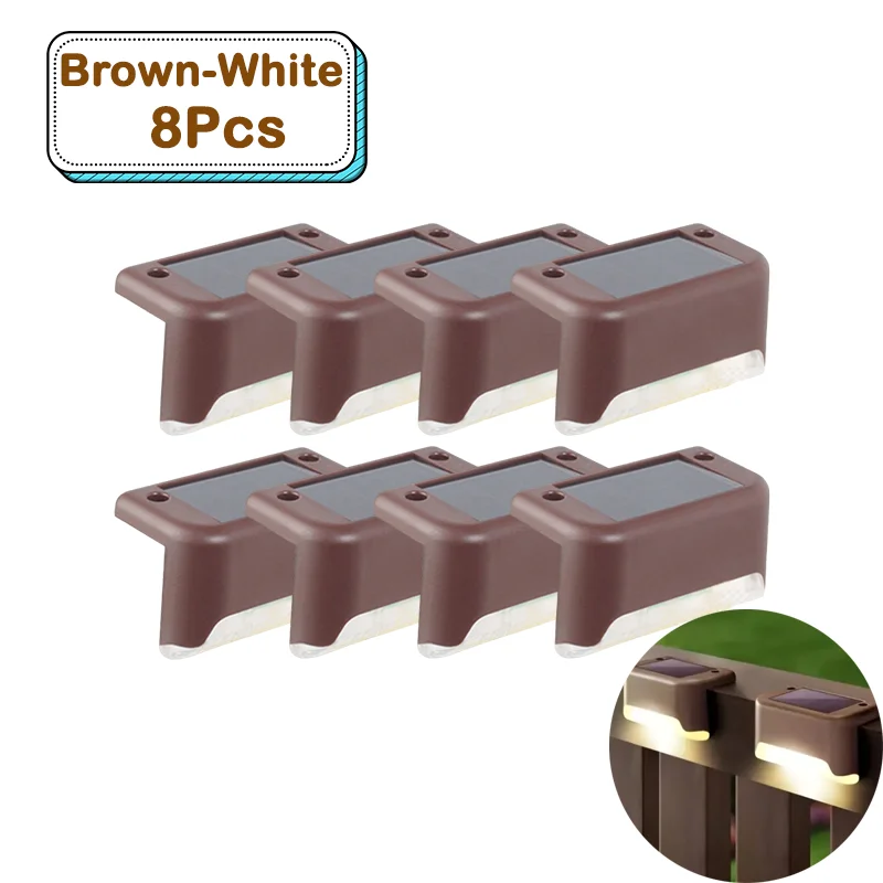 Outdoor Solar Step Lights Warm witte LED waterdichte trappadverlichting voor tuin terras hek balkon decoratie zonne-energie