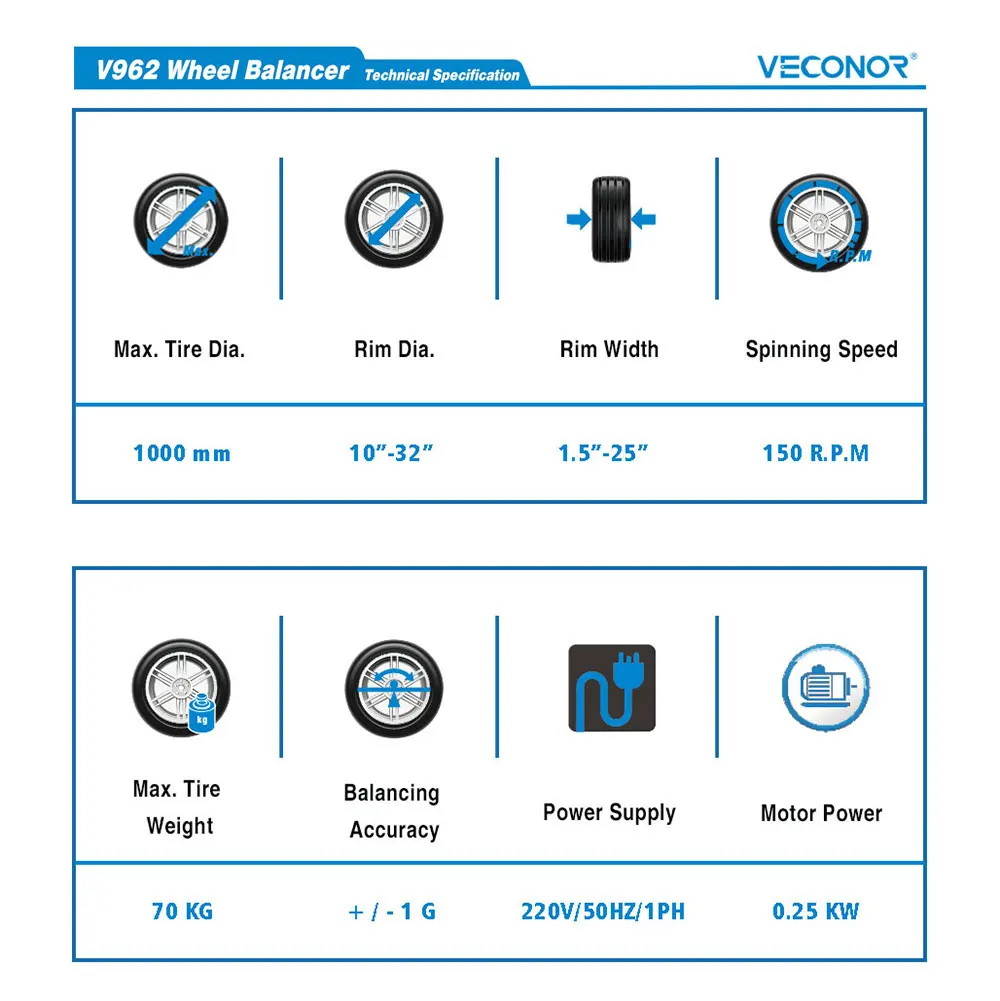 V962 Automatic Car Wheel Balancer with CE Automatic Distance & Diameter Input Sonar Rim Width Input