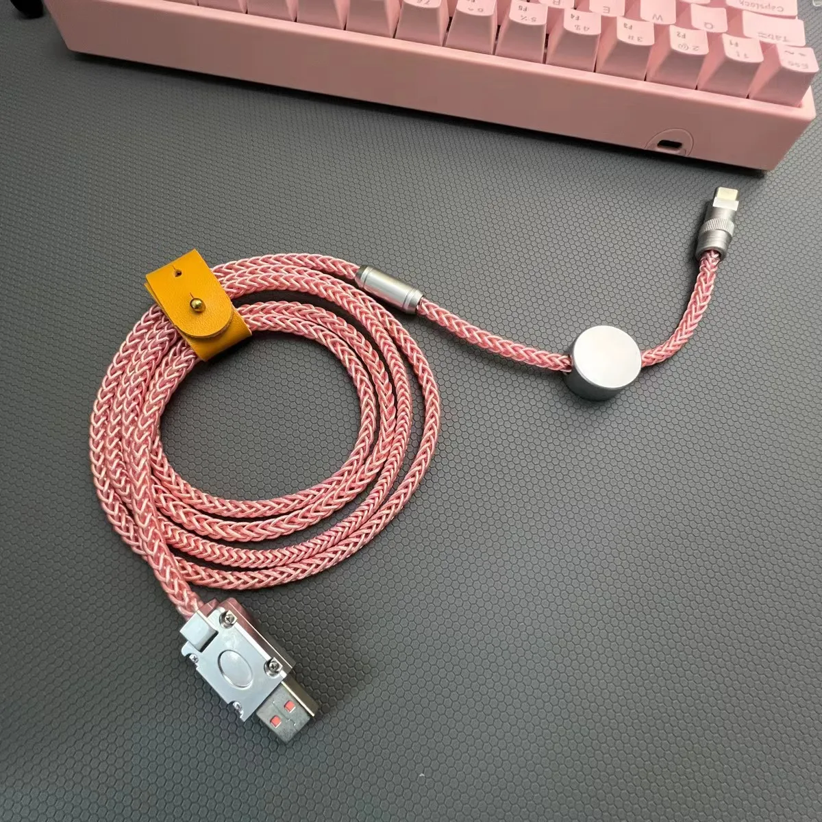 Imagem -03 - Metal Usb Tipo-c Cabo de Carregamento de Dados Único Cristal de Cobre 8-strand Banhado a Prata Aviação Plug Cabo para Teclado Mecânico