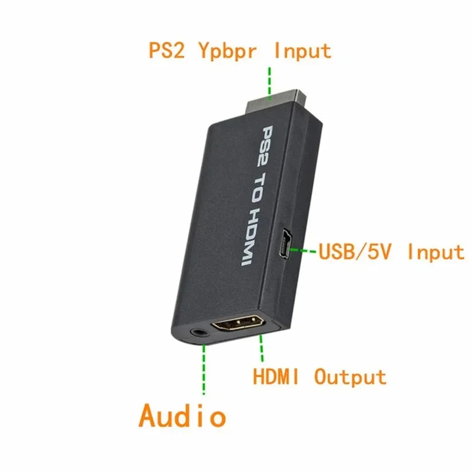 PS2 to HDMI-compatibale Audio Video Converter Adapter With 3.5mm Audio Cable Supports PC All Ps2 480i/480p/576i Display Modes