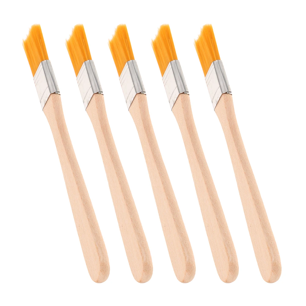 

5pcs Trim Paint Brush Small Wood Handle Wall Cabinet Edge Painting Tool For Crafts Detail Oil Art Durable Nylon Brushes Set