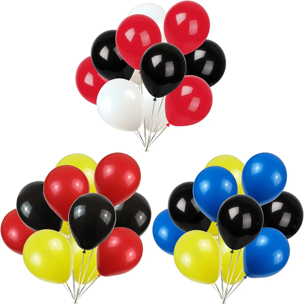 10 Inch Red Black Yellow Balloons Set White Royal Blue Ballon Air Globos Birthday Party Baby Shower Ribbon Decorations Wedding