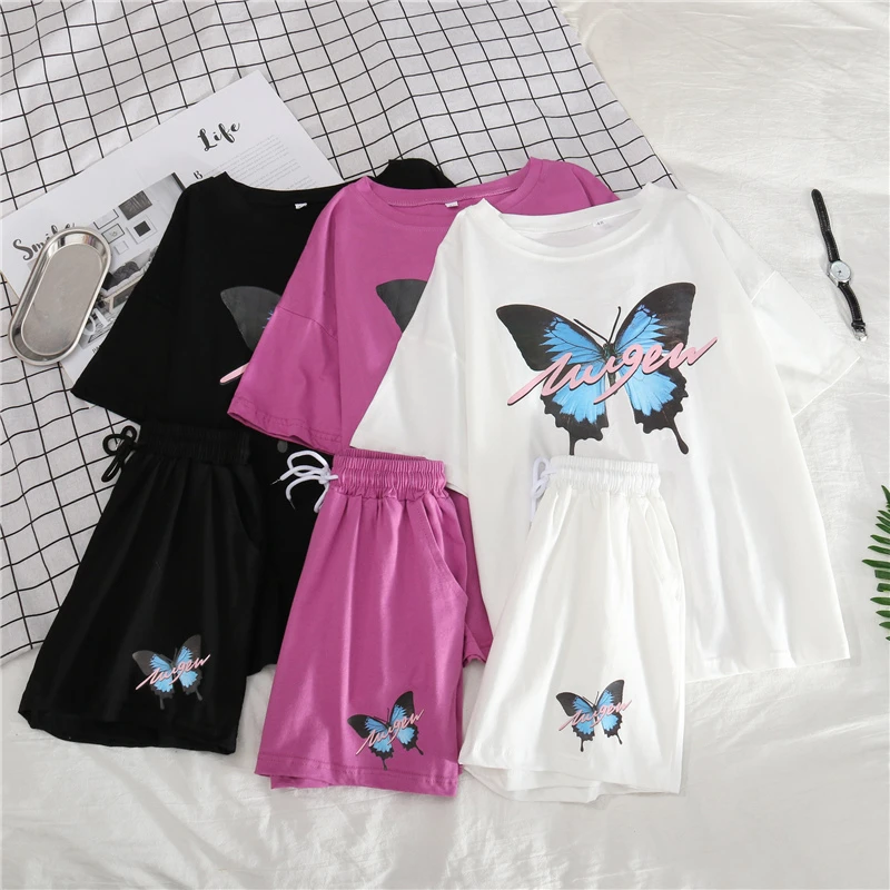 

Trendy Loose Women's Sportswear Set Cec Casual Summer Outfit 2026 New Style Short Pants Two-Piece Suit Cotton Blend Material