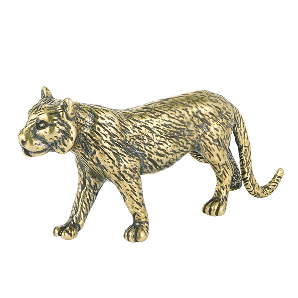 

Stylish Desktop Tiger Decor Brass Household Wear-Resistant Statue Compact Flat Bottom Home Accessory Supply