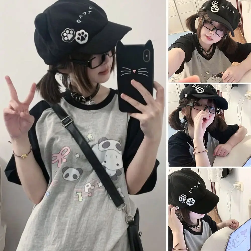 Fashion Cute Berets Caps Y2k Lolita JK Newsboy Hats Sweet Japanese Kawaii Kitten Hats for Women Girls