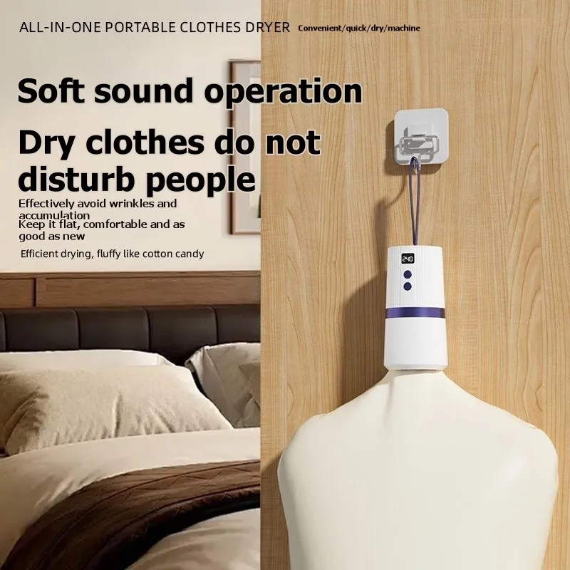 B47B-EU Plug Compatible Portable Travel Clothes Dryer-Compact, Foldable, Quiet,Fast Drying With 240-Min Timer