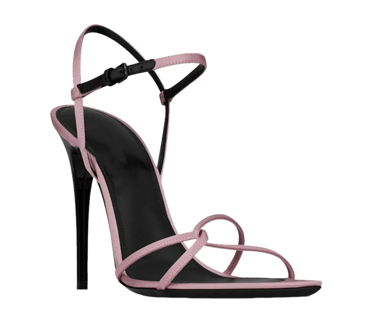 

Pink Strappy Luxury Heeled Sandals Open Toe Heels Buckle Strap Shoes Solid Shallow Sandalias Summer Black Green Color Tacones
