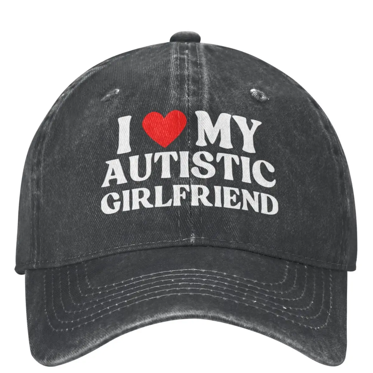 

I Love My Autistic Girlfriend Washed Baseball Cap Funny Sayings Vintage Trucker Hat Summer Men Women Sunscreen Baseball Caps