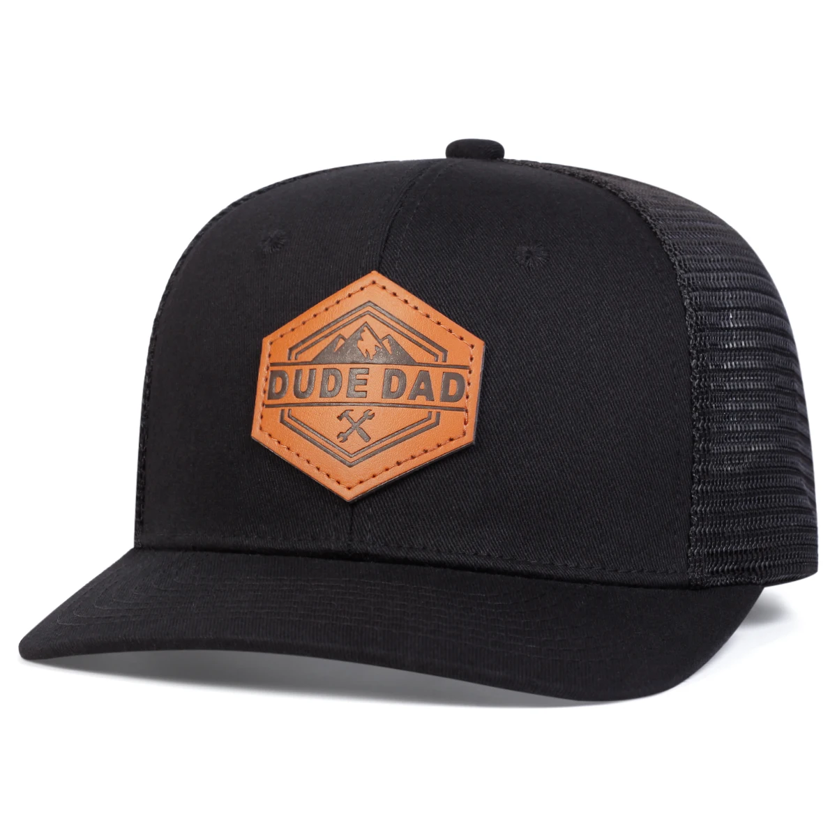 Unisex DUDE DAD Hexagonal Leather Label Baseball Net Caps Spring and Summer Outdoor Adjustable Casual Hats Sunscreen Hat