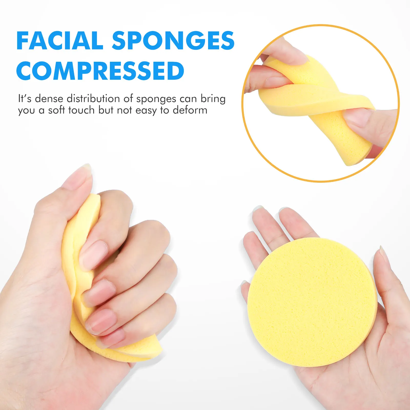 Compress Face Wash Puff with Storage Box Facial Cleansing Sponge for Makeup Remover Round Face Wash Sponge Beauty Tool